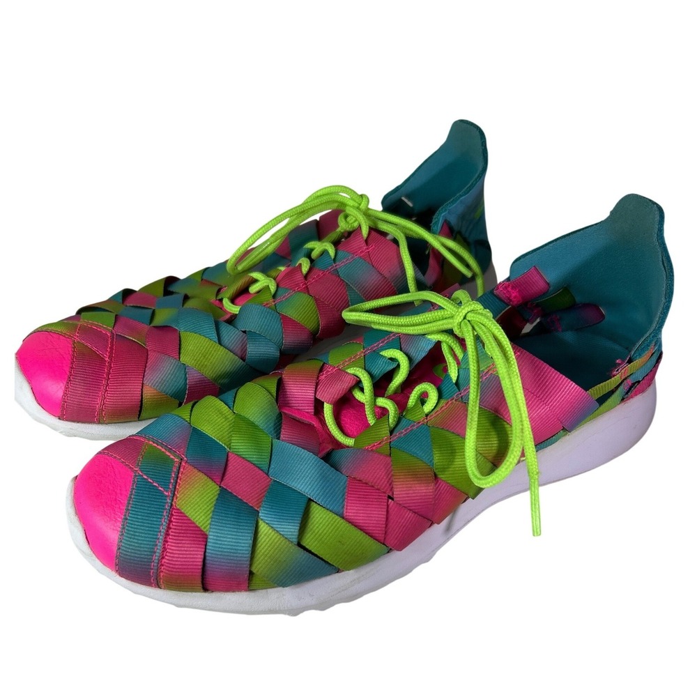Nike Juvenate Woven Multicolor Pink Teal Neon Green Sneaker 833825-400 Women 8.5